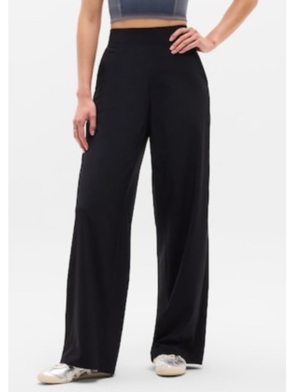 NEW Athleta Brooklyn Wide-Leg Pants Pull-On Black Casual Travel Athleisure 4